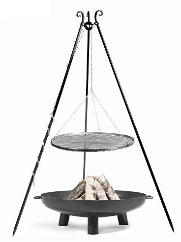 CookKing Set Schwenkgrill mit Rost und Feuerschale Bali, 180cm (VAR. 4: Rost 80cm, Feuerschale 100cm)