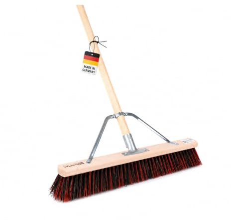 Spezial Besen 100cm mit Stiel 140cm ArengaMix Borsten Stabi Straßenbesen | Arenga-Elaston-Borsten-Mix, Speziellem Stielstabilisator, Robust und stabil, Für groben und feinen Schmutz