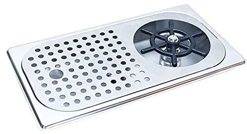 KELUNIS Glass Rinser, 201 Stainless Steel Pitcher Rinser with Drain And Drip Tray, Kitchen Sink Accessories for Bar Coffee Hotel Restaurant