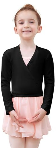 Tancefair Chaqueta para Ballet Danza Yoga Algodón Camiseta cruzada de ballet Cárdigan de danza de manga larga para niñas y mujeres