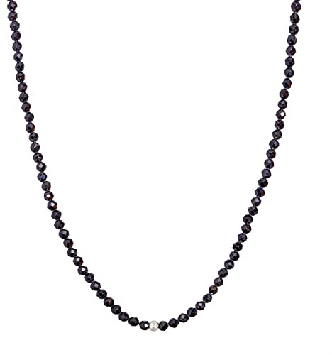 BERGERLIN Naturstein Perlenkette Damen Herren, facettiert, Gold/Silber | Facettierte Naturstein Perlenkette: bunte Halskette Damen & Herren, echte Edelsteine – vom deutschen Prüflabor bestätigt.