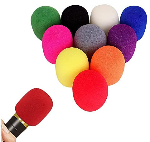 Norhogo Confezione da 30 coperture per microfono in schiuma palmare, Addensare Filtro Anti Pop per Performance, Studio, Karaoke, DJ - 10 Colori, copertura in spugna antivento
