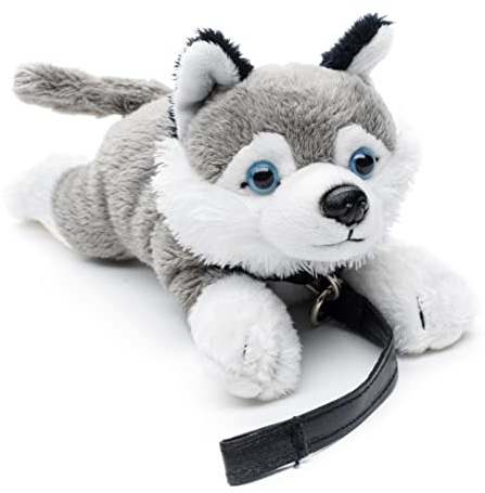 Uni-Toys Peluche Husky (avec Laisse) - 22 cm (Longueur) - Chien en Peluche, Animal de Compagnie - Doudou