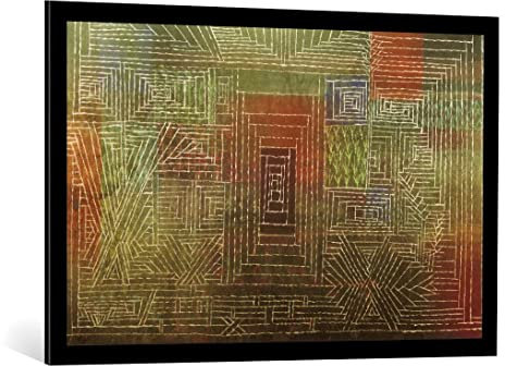 kunst für alle Bild mit Bilder-Rahmen: Paul Klee Schloss im Wald zu Bauen - dekorativer Kunstdruck, hochwertig gerahmt, 100x65 cm, Schwarz matt