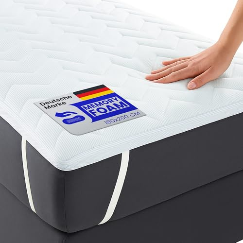 Bestlivings Matratzentopper TopCool (180x200x5cm) Memory Foam Effekt durch 3cm Viscoschaum Kern mit Sommer- und Winterseite - Öko Tex - hochwertig atmungsaktiv