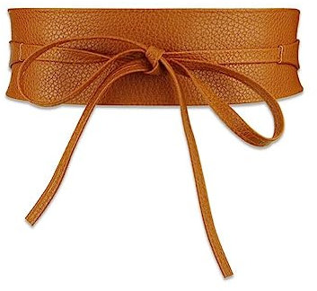 NUMJAW Obi Gürtel für Damen, Kunstleder-Wickelgürtel, Taillenband für Damen, Bindegürtel für Kleider, Taillenband, Braun, J