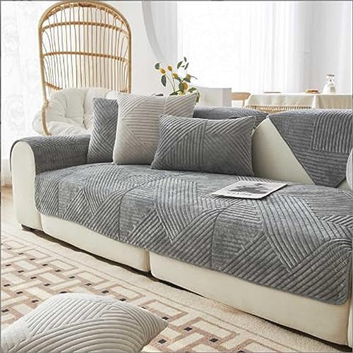 YWQJL Sofabezug Ecksofa L Form Couch Cover L Shape Sofaschoner rutschfest Sofaschutz Sitzfläche Samt Schonbezug Sofa Sofahusse Sofaüberwürfe Couchhusse for1 2 3 4 Sitzer,grey-90x210cm
