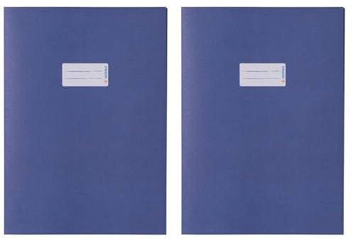 HERMA 5533 Heftumschlag A4 Papier Blau, Hefthülle mit Beschriftungsfeld aus kräftigem Recycling Altpapier & satten Farben, Heftschoner für Schulhefte, farbig (Packung mit 2)