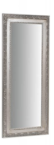 Biscottini specchio da parete bagno e camera 82,5x4x35 cm | Specchio ingresso da parete con ganci | Specchio argento
