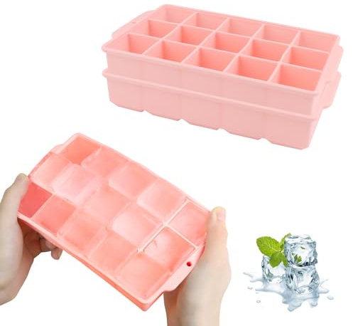 JOPHEK Moule à Glaçons, 2 Pièces 30 Compartiments Bac à Glaçons en Silicone, Glçons Carrés 3,5cm pour Cocktails, Whisky, Vin, Fruits, Purées de Fruits, Glaces