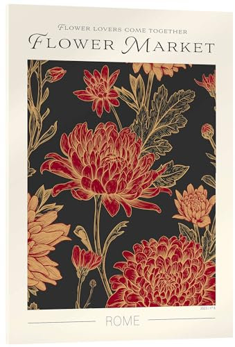 Posterlounge Flower Market Rom Acrylglasbild 50 x 70 cm Rot Wandbilder Wanddeko