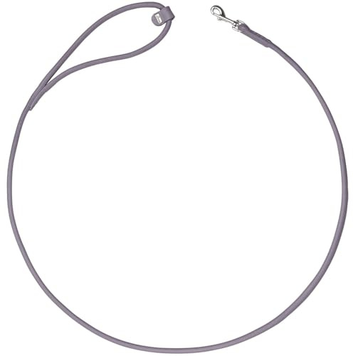 HUNTER Soho Round Mini Hundeführleine | Rindsleder, mit Handschlaufe, für kleine Hunde & Welpen, Made in Germany, Farbe: Flieder-grau, Größe: 6/140