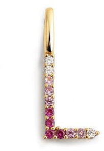 SINGULARU - Charm Letter Spark Sakura. Colgante en Plata de Ley con Acabado en Baño Oro de 18Kt y Circonitas Joyas Para Mujer. Letra L