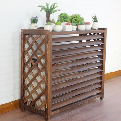 Carbonizzazione Traspirante copri condizionatore da esterno, legno Copertura protettiva dell'unità esterna, copri climatizzatore giardino, decorativa copertura condizionatore esterno, stand di piante.