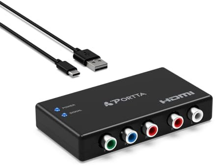 Convertitore da componente a HDMI, adattatore PORTTA da YPbPr a HDMI, supporta 1080p 60Hz, compatibile con PS2, PS3, Xbox 360, DVD, Wii, HDTV, monitor, proiettore (senza spina)