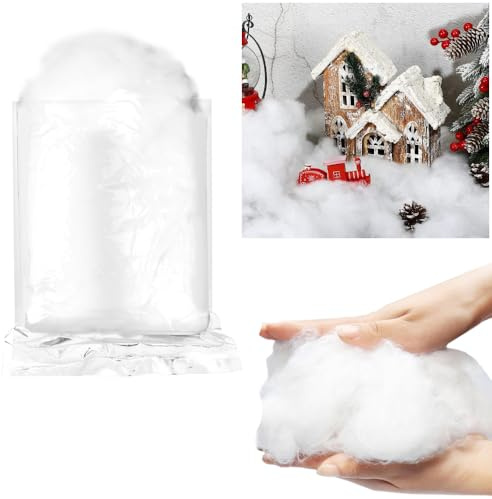 CYNNXIA Christmas Fake Snow Decor 3.5ounce Artificial Snow Blanket Soft Indoor Snow Fiber Fluffy Snow for Winter Mantle Village Nativity Christmas Decoration (100g/3.5ounce)