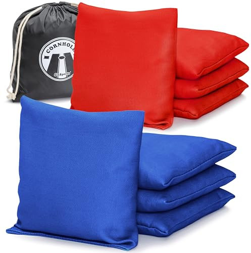 GoSports Cornhole Sitzsäcke für jedes Wetter, klassisches Rot und Blau, offizielle Verordnung, 8 Stück