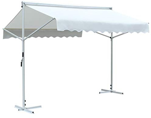Capwee Store Banne Autoportant Double Pente à Manivelle Auvent autoportant pour Balcons Terrasse et Jardin-Crème-3 x 3 m