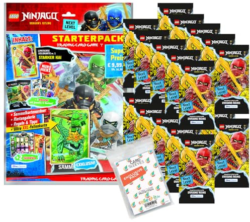 Bundle mit LEGO Ninjago Serie 9 Next Level Trading Cards - 1 Starter + 20 Booster + Exklusive Collect-it Hüllen