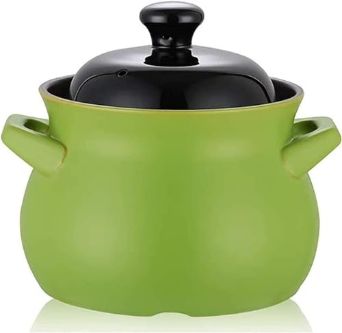 SUNMME Auflaufformen mit Deckel, Suppentopf, hitzebeständig, für Induktionsherde geeignet, hitzebeständig (Farbe: Gelb, Größe: 5 l) (Grün, 3,8 l)