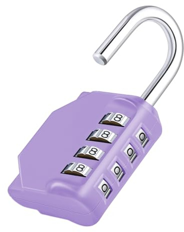 ZHEGE Padlocks with Code, Combination Padlock for Gym Locker (Purple) | 4 Digit Combination Lock for School Locker, Outdoor Padlock Weatherproof for Garage, Backyard Fence Gate, Sheds