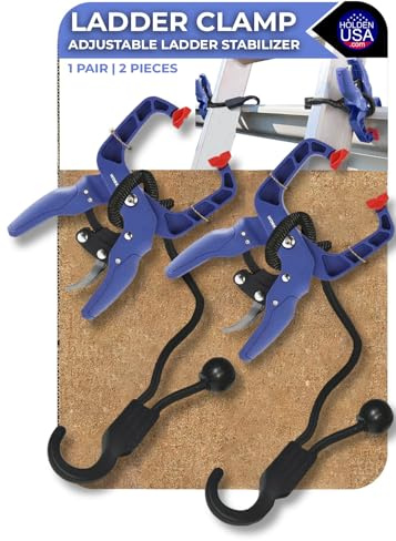Holden USA - Ladder Clamp Stabilizer Clip – Secure Safety Clamp for Roof, Gutters, and Wall Prep – Durable Support Cord for Roofing and Gutter Tasks (Pair / 2 Units)