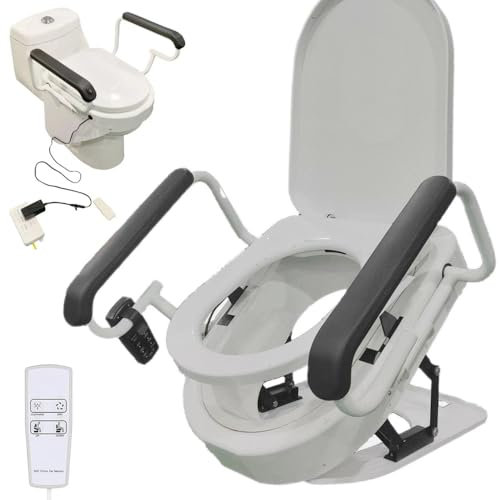 Rialzo del sedile del WC regolabile, sollevamento elettrico del sedile del WC con maniglia di sollevamento, funzione di asciugatura, carico 150 kg, presa per WC rialzato assistito con telecomando
