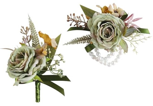 DAYnagh Handgefertigte Ansteckblume für das Handgelenk, künstliche Blumen, für Brautjungfern und Trauzeugen, Hochzeit, Abschlussball, Party-Dekoration