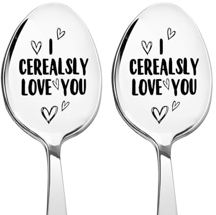 Husband Wife Anniversary Valentines Gifts for Women Men I Cerealsly Love You Spoon Gifts for Boyfriend Girlfriend Birthday Romantic Gifts for Her Him Coffee Tea Lovers Gifts for Couples 2pcs