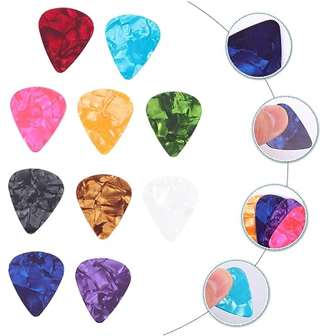 DRESSOOS 50 Stücke Gitarre Picks Daumen Gitarre Plektren Für Gitarre Bass Ukulele Kompakte Design