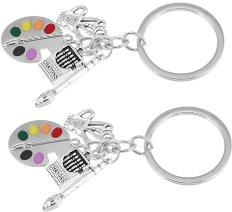 MOBUTOFU Art Palette Charm Keychain Lanyard Key Holder for Artists Paintbrush Keyring