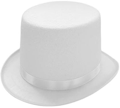 Haut-de-forme pour hommes et femmes, haut-de-forme blanc en polyester victorien classique, haut-de-forme rétro britannique doux pour la peau pour Halloween, cosplay, costume de haut-de-forme, chapeau
