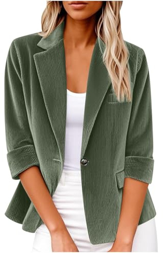 Mis Pedidos Blazer Mujer 2025,Chaqueta de Traje Manga Larga de Pana Basic Escote Abierto Corte Ajustado Blazer Clásica Otoño e Invierno Color Puro Cardigan de Vestir Holgada para El Trabajo Negocios