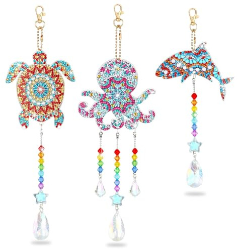 ifymei DIY Diamond Art Wind Chimes Kit – 3 Pack Crystal Suncatcher Crafts for Kids Age 6-12, Creative Birthday Gifts for Girls & Boys, Teens & Adults