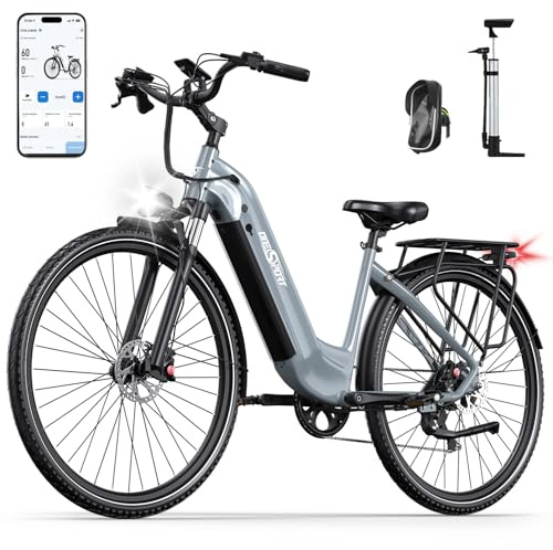 ONESPORT OT05 Pro Bicicletta Elettrica, 27.5 Pollice Bici Elettrica MTB 36V 22.5AH Batteria da 36V 22.5AH Autonomia 140KM (Blu-grigio)