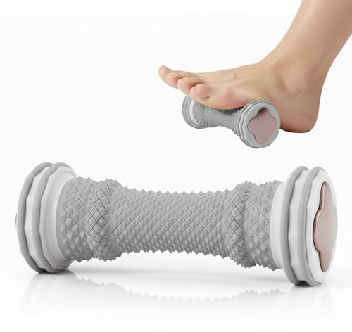 Rouleau de Massage des Pieds, L'acupuncture Bionique,Rouleau de Massage Portable en Caoutchouc, Fasciite Plantaire, Soulagement des Pieds Douleurs Et Relaxation Par Acupression (Gris)