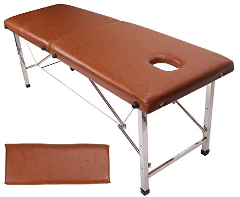 Para cuero PU suave, para soporte de acero inoxidable, para plegable, para marrón claro, para mesa de masaje, para el hogar, salón de belleza, uso del hotel