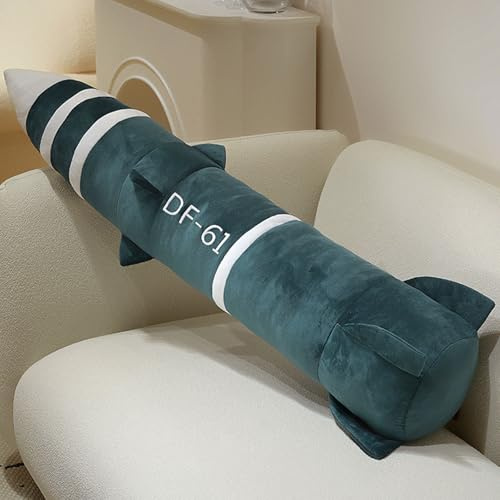 FIAEUGZKM 4ft Long Missile Plush Pillow, 47 Giant DF-61 ICBM Stuffed Missile Plush Body Pillow, Large Cuddle Soft Cushion Birthday Gift Decoration Plushy Toy for Boys Kids Teens Adults