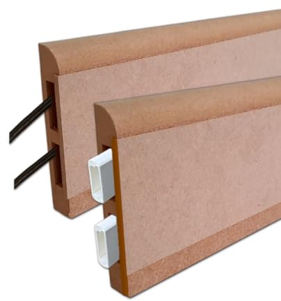 MadeInNature Plinthe électrique Bois à Peindre, Plinthe Bois MDF Naturel Robuste, Plinthe Passe câbles Facile à Poser, Hauteur 10.8 cm, Fabrication Française Longueur au Choix (Naturel, 10 mètres)
