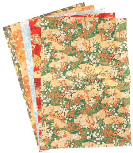 Cabilock Carta per Pacchi Regalo Stile Giapponese da 5 Fogli, Carta Resistente e Delicata per Regali Eleganti e Origami Natalizi Design Creativo e Raffinato Stile Casuale