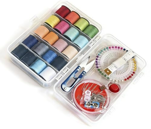20 Color Sewing Threads Sets, Handy Polyester Threads, Multi-Color Polyester with Storage Box, Cotton Thread, with Multiple Sewing Accessories, for Threading Crochet Embroidery Thread(100m Each Roll)