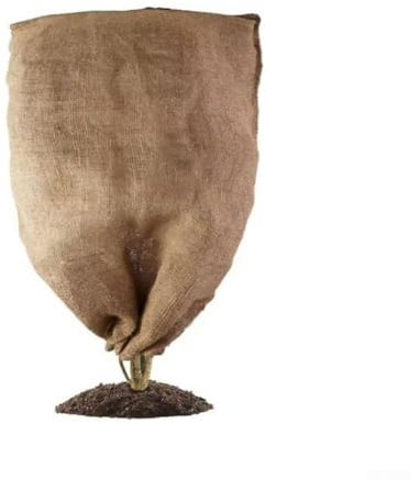 Jotekonoby Frostschutz für den Winter – Jute-Pflanzenschutz mit Reißverschluss und Kordelzug, atmungsaktiver Kälteschutz für den Außenbereich für Gartenpflanzen (80 x 100 cm)