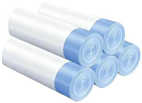 YCSHIPO 10L Drawstring Bin Liners, Thickened Small Bin Bags for Bathroom, Bedroom & Office, 75 Liners - White