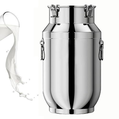 aliooila Milchkanne Edelstahl 10 Liter Mit Milchkännchen Farm Milk Transport Can Milchkanne Mit Deckel Luftdichtes Edelstahl Luftdichtes Für Milch Und Wein Flüssigkeit,capacity-40L
