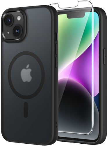 TAURI Funda Magnética para iPhone 13 Mini 5.4, Negro | [No Amarillea] con HD Protectores de Pantalla, [Protección de Grado 15 FT] Mejorada Protección Anti-Arañazos Case
