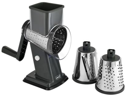 LURCH Standtrommelreibe Easy Prep mit 3 Einsätzen (Scheiben, fein, extra-fein) iron grey