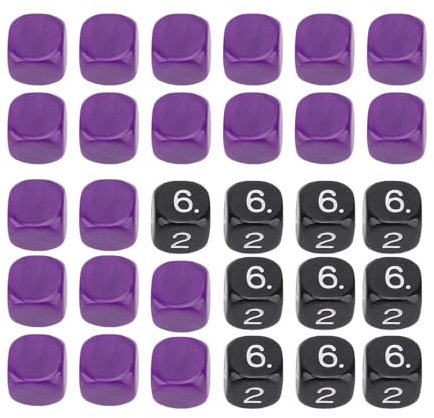 Bediffer Set di Dadi Multifunzionali Colorati a 6 Facce per Intrattenimento, Dadi da 30 Pezzi per Giochi da Tavolo e attività Matematiche, Cubici in Plastica Resistente per Serate di Gioco in