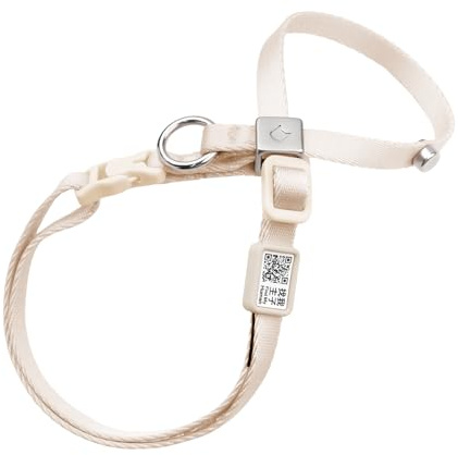 BuddyArmor Ausbruchsicheres Katzengeschirr Verstellbares Anti-Würge 8 Form Weich Geschirr mit QR-Code Anti-Verlust, Sicher Katzengeschirr mit Schnellverschluss für Katze Kätzchen (Beige, S)
