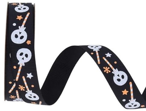 Gcljlmy Halloween-band, halloween, kreativa multifunktions-presentförpackningstillbehör, dekorativt presentband för krans-hårslingor (svart)