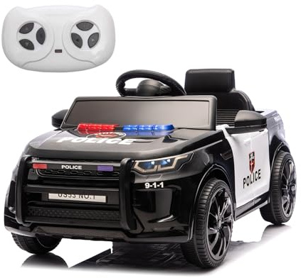 Ride on Toys Police Car for Kids with Remote Control, 12V Electric Police Car with Music, Headlights, Speaker, USB, Bluetooth, Kids Electric Vehicles Gift for Boys Girls Child